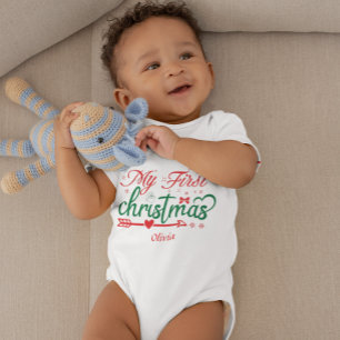 Eigen babykerstkerstkerstkerstkerstman Rood Bow Romper