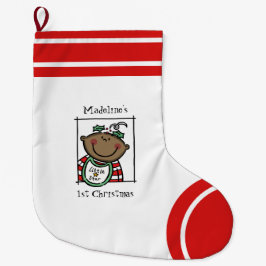 Eigen baby's eerste kerstdonkere huidskleur met Ba Grote Kerstsok