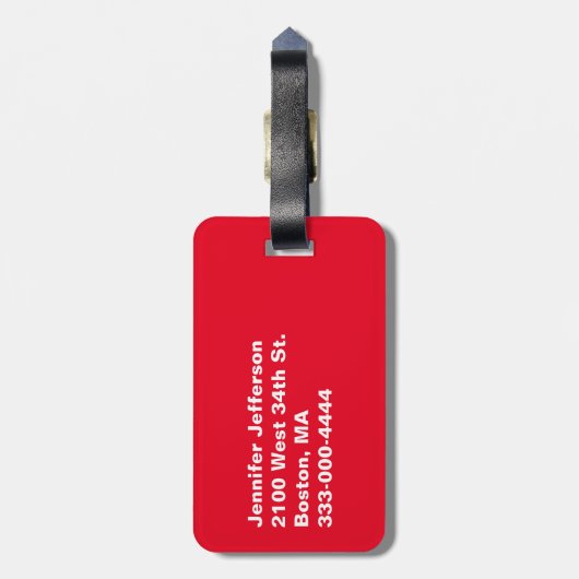 Eigen Bagagelabel rood en wit (Achterkant verticaal)
