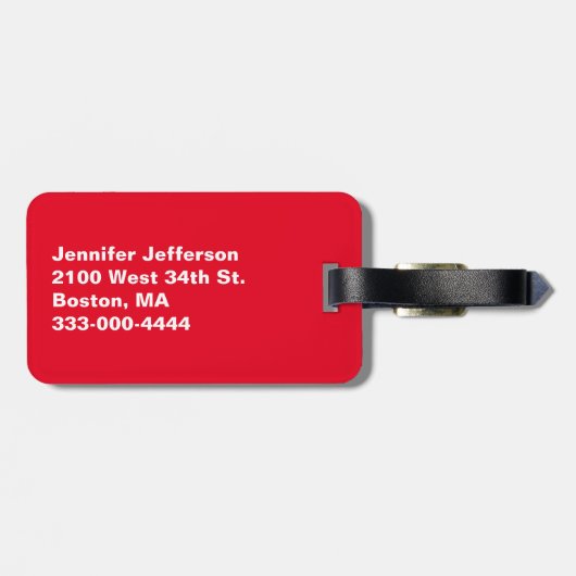 Eigen Bagagelabel rood en wit (Achterkant horizontaal)