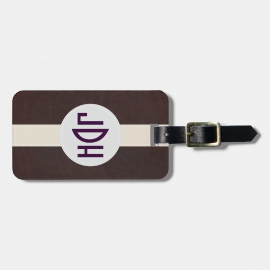 Eigen Bagagelabel voor bruin lederen patroon (Voorkant horizontaal)