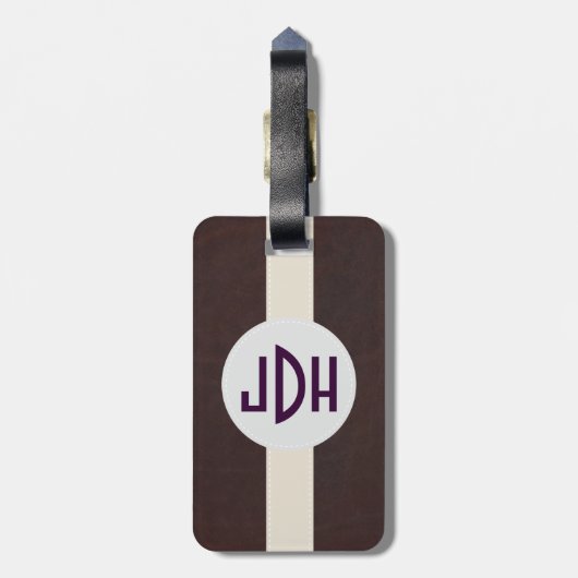 Eigen Bagagelabel voor bruin lederen patroon (Achterkant verticaal)