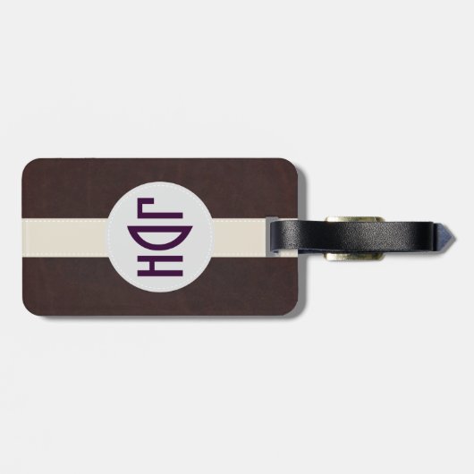 Eigen Bagagelabel voor bruin lederen patroon (Achterkant horizontaal)