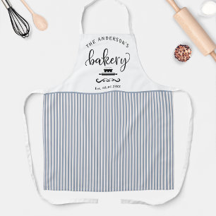 Eigen, bakkerij-witte en blauwe stripteas schort