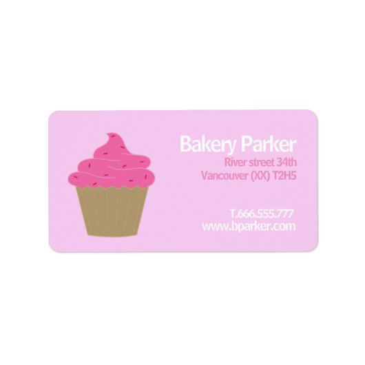 Eigen bakkerijroze product cupcake Etiket (Voorkant)