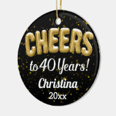 Eigen ballonnen op 40 jaar en 40e verjaardag keramisch ornament (Links)
