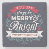 Eigen banner voor fijne kersttypografie stenen onderzetter (Voorkant)