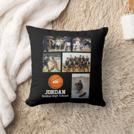 Eigen Basketball Photo Collage Name Team Number Kussen