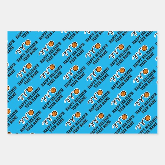 Eigen basketbalvelbladen voor kerstmis inpakpapier vel (Voorkant 3)