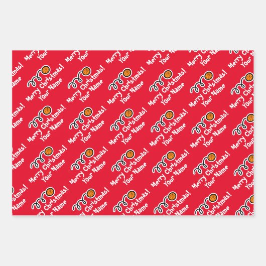 Eigen basketbalvelbladen voor kerstmis inpakpapier vel (Voorkant 2)