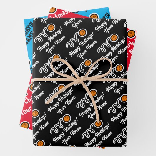 Eigen basketbalvelbladen voor kerstmis inpakpapier vel (In situ)