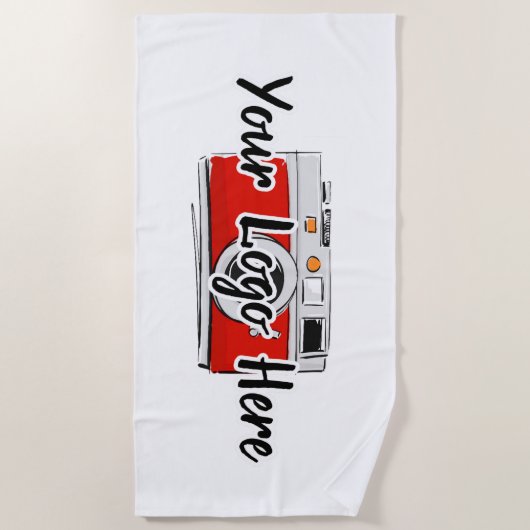 Eigen bedrijf - Logo gebruik eigen Logo wit Strandlaken (Voorkant)