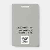 Eigen bedrijfslogo basis streepjescode Werknemer Badge (Achterkant)