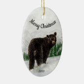 Eigen Beer voor kerstmis, zwart Keramisch Ornament (Rechts)