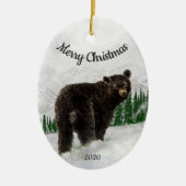 Eigen Beer voor kerstmis, zwart Keramisch Ornament (Voorkant)