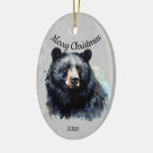 Eigen Beer voor kerstmis, zwart Keramisch Ornament (Links)