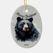 Eigen Beer voor kerstmis, zwart Keramisch Ornament (Achterkant)