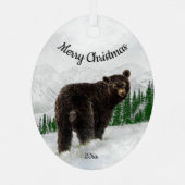 Eigen Beer voor kerstmis, zwart Metalen Ornament (Achterkant)