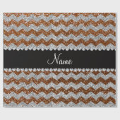 Eigen benaming chocolade brown zilverglitter chevr cadeaupapier (Vlak)