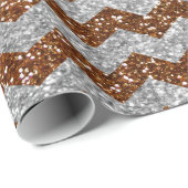 Eigen benaming chocolade brown zilverglitter chevr cadeaupapier (Rol Hoek)