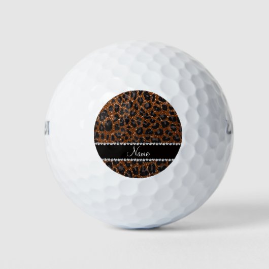 Eigen benaming chocolade bruine glitter leopard pr golfballen (Voorkant)