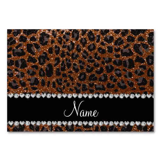 Eigen benaming chocolade bruine glitter leopard pr kaart (Voorkant)