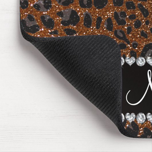 Eigen benaming chocolade bruine glitter leopard pr muismat (Hoek)