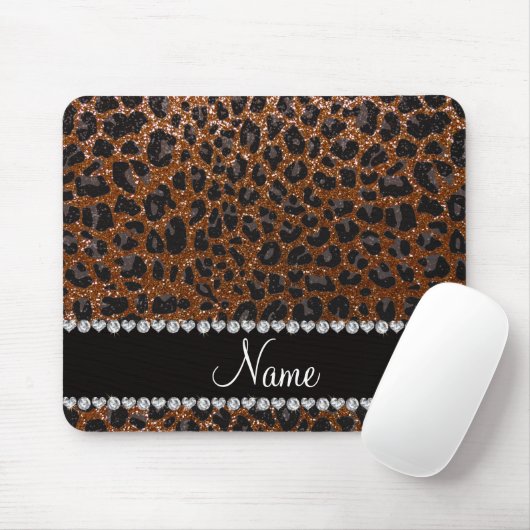 Eigen benaming chocolade bruine glitter leopard pr muismat (Met muis)