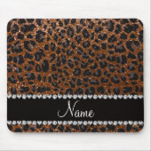 Eigen benaming chocolade bruine glitter leopard pr muismat (Voorkant)