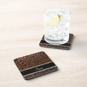 Eigen benaming chocolade bruine glitter leopard pr onderzetter (Rechterzijde)