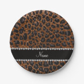 Eigen benaming chocolade bruine glitter leopard pr papieren bordje (Voorkant)