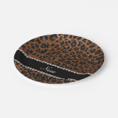 Eigen benaming chocolade bruine glitter leopard pr papieren bordje (Gekanteld)