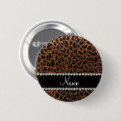 Eigen benaming chocolade bruine glitter leopard pr ronde button 5,7 cm (Voorkant /achterkant)