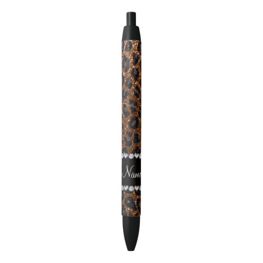 Eigen benaming chocolade bruine glitter leopard pr zwarte inkt pen (Voorkant Verticaal)