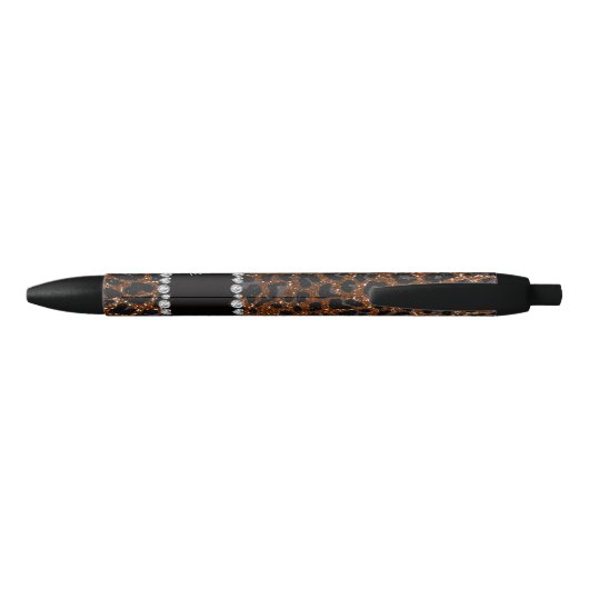 Eigen benaming chocolade bruine glitter leopard pr zwarte inkt pen (Achterkant)