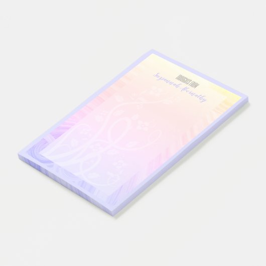 Eigen benaming Pastel Rainbow Floral and Vines Post-it® Notes (Schuin)