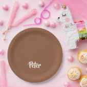 Eigen benaming voor chocolade-bruin papieren bordje (Feest)