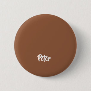 Eigen benaming voor chocolade-bruin ronde button 5,7 cm