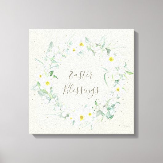 Eigen bericht: White Floral Easter Wreate Canvas Afdruk (Voorkant)