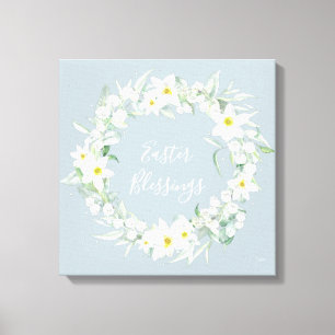 Eigen bericht: White Floral Easter Wreate Canvas Afdruk