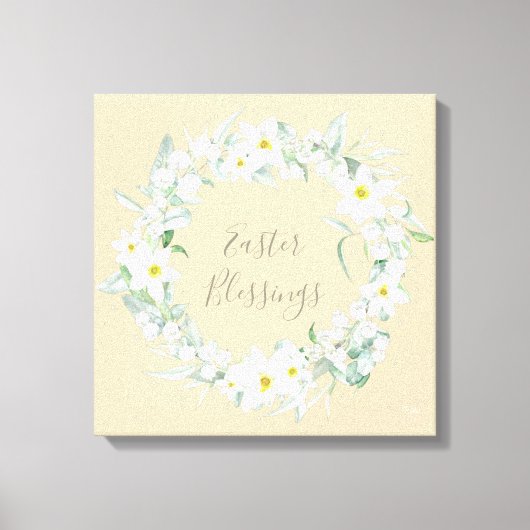 Eigen bericht: White Floral Easter Wreate Canvas Afdruk (Voorkant)