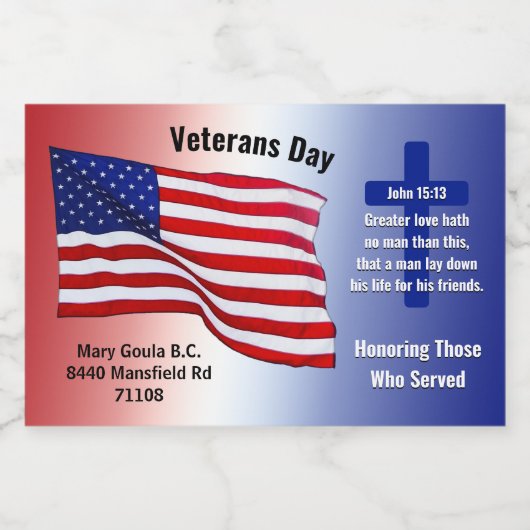 Eigen bestelling, veteranen Dag mini Beverage Labe Sparkling Wijnetiket (Enkel label)