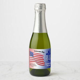 Eigen bestelling, veteranen Dag mini Beverage Labe Sparkling Wijnetiket