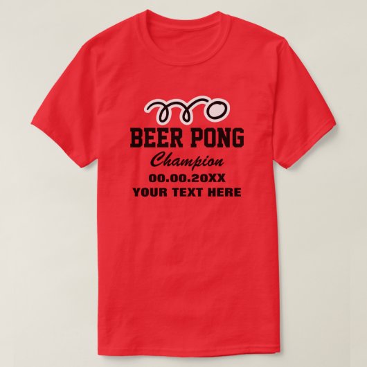Eigen bierpongkampioen drink spel op shirt (Design voorkant)