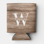 Eigen bijtende wapenhuisfamilie monogram naam hout blikjeskoeler (Voorkant)