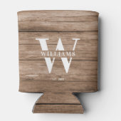 Eigen bijtende wapenhuisfamilie monogram naam hout blikjeskoeler (Achterkant)