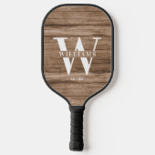 Eigen bijtende wapenhuisfamilie monogram naam hout pickleball paddle (Achterkant)