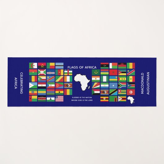 Eigen blauwe CELEBRATING-FLAGS VAN AFRIKA Yogamat (Voorkant (horizontaal))