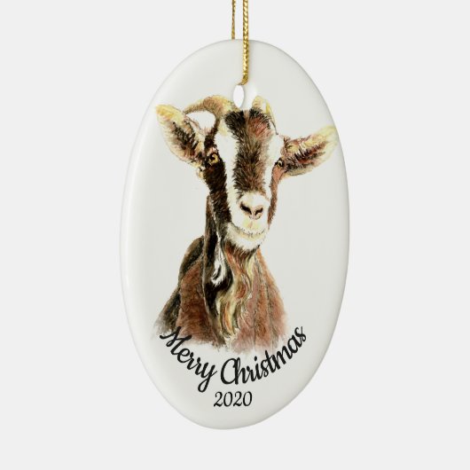 Eigen Boerderij voor kerstmis-Waterverf Keramisch Ornament (Rechts)