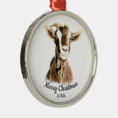 Eigen Boerderij voor kerstmis-Waterverf Metalen Ornament (Rechts)